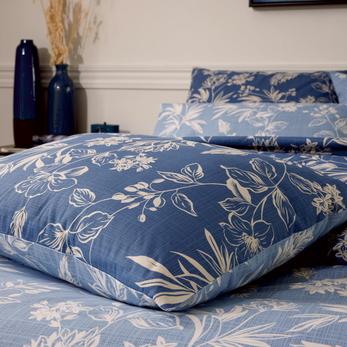 Parure de lit 2 pièces percale de coton végétal housse de couette + taie - Bleu
