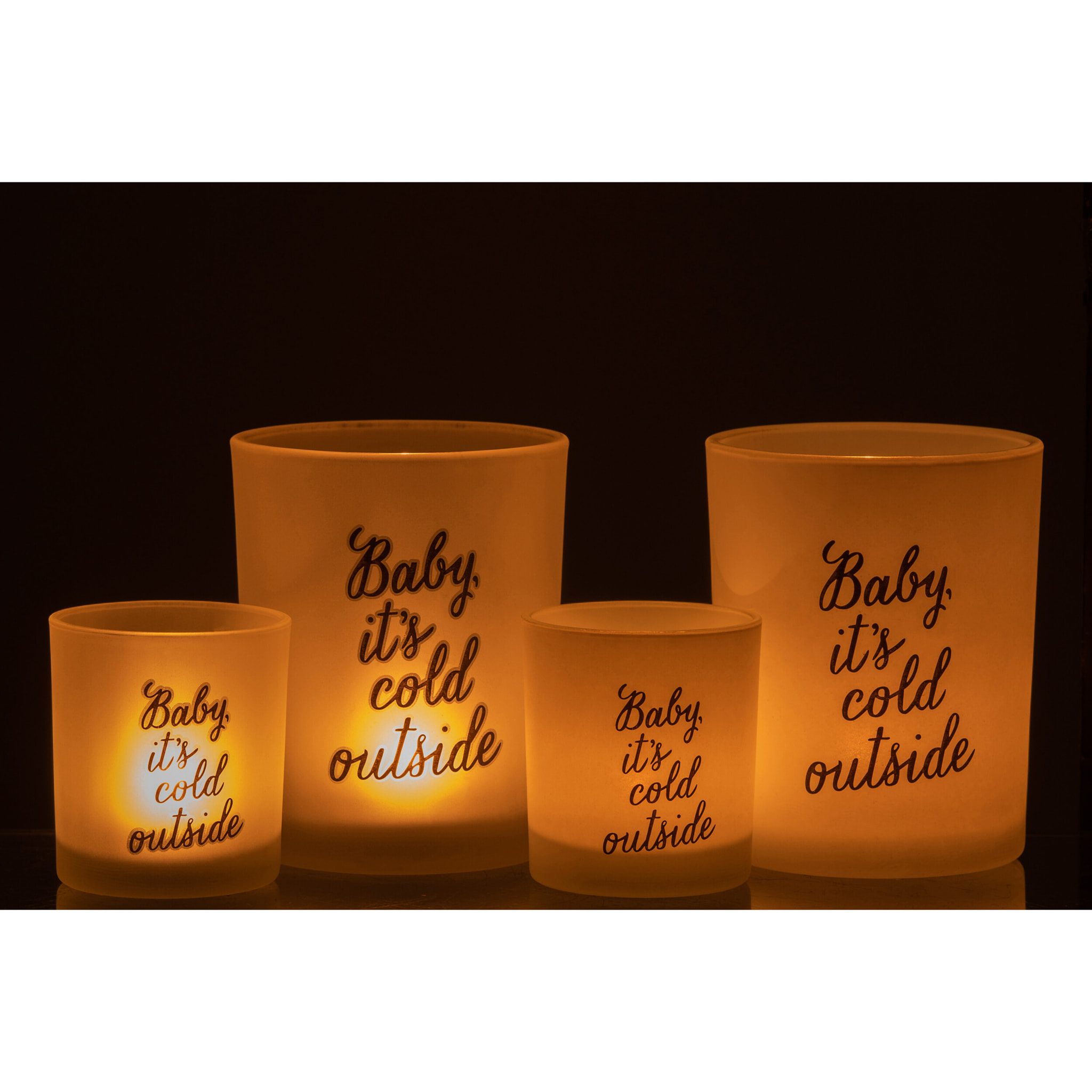 J-Line photophore Baby - verre - blanc/noir - large - 2 pcs