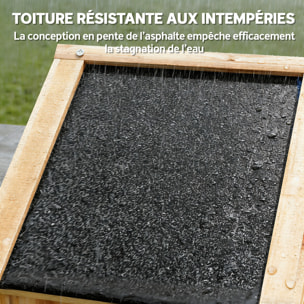 Armoire de jardin bois 4 portes 4 niv. rangement toit double pente bitumé