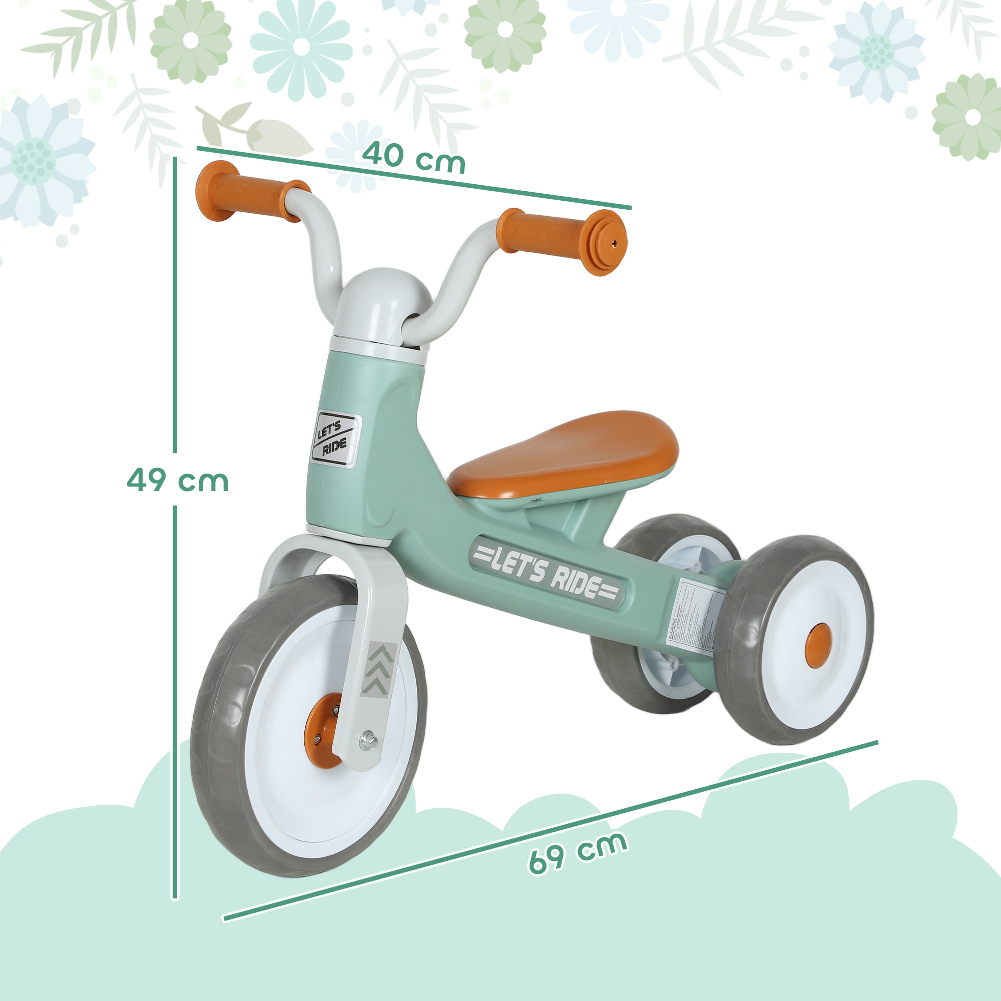 Bicicleta sin Pedales para Niños de 1 a 3 Años, Bicicleta de Equilibrio con Ruedas Silenciosas y Resistentes a Pinchazos, Manillares con Giro Limitado a 60°, Verde