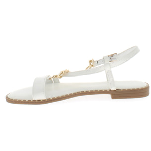 Marina Galanti Scarpe Donna Sandals Ballet Flat with Gold Chain Decoration MG 1P170 White