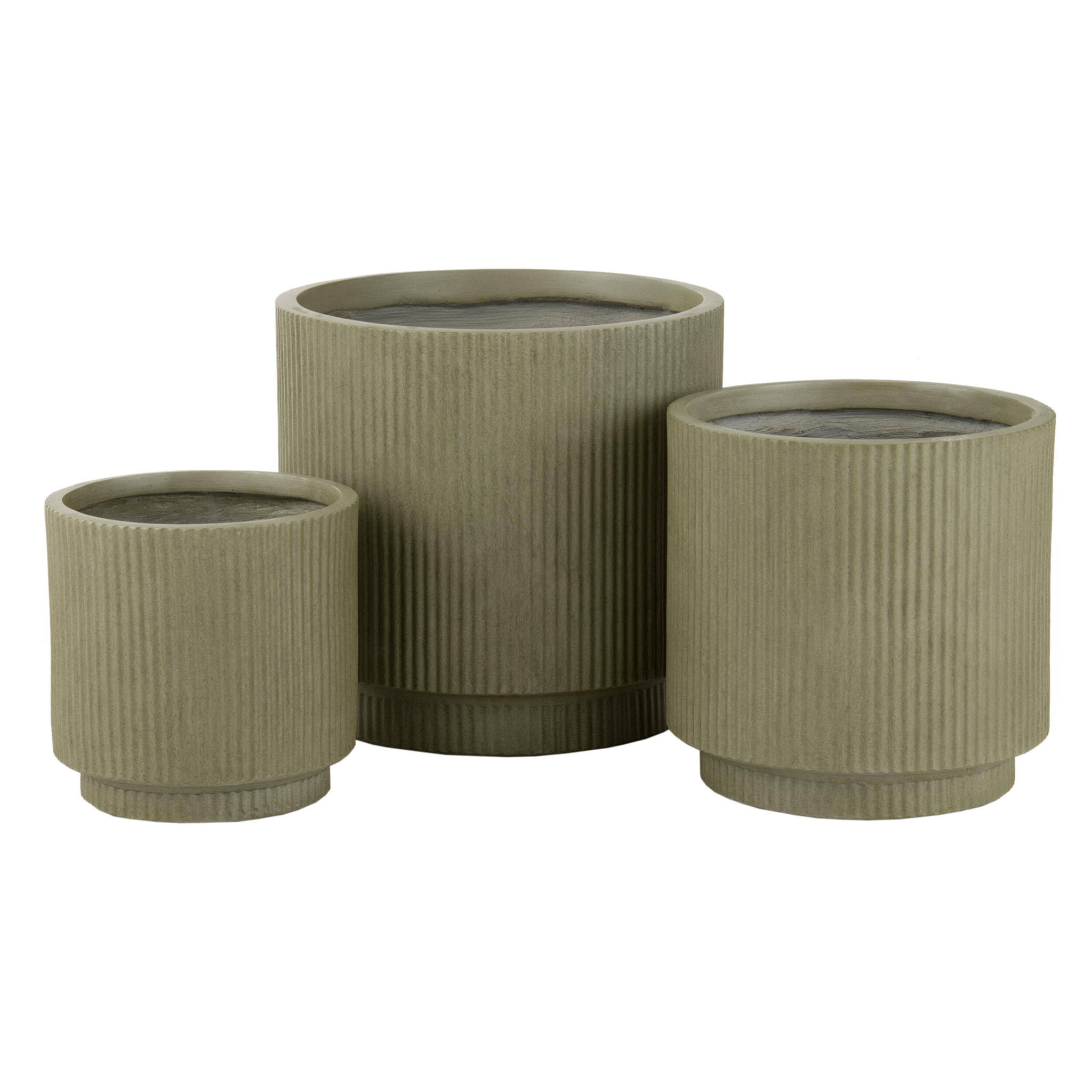 J-Line Set De 3 Cachepots Misty Argile Vert