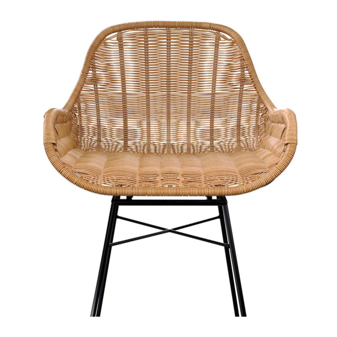 Lot de 2 chaises pour îlot central 65 cm en résine tressée naturelle - Carmela