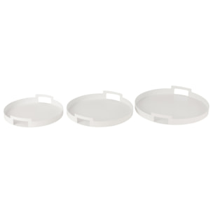 J-Line plateau Rond - métal/polyrésin - blanc - set de 3