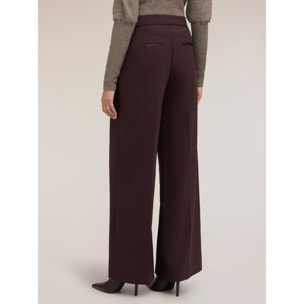 Motivi - Pantaloni palazzo in cady con inserti satin - Marrone