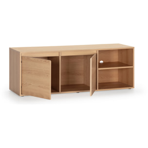 Mueble TV Tori 2 Puertas 2 Huecos, Color Roble, 130 cm