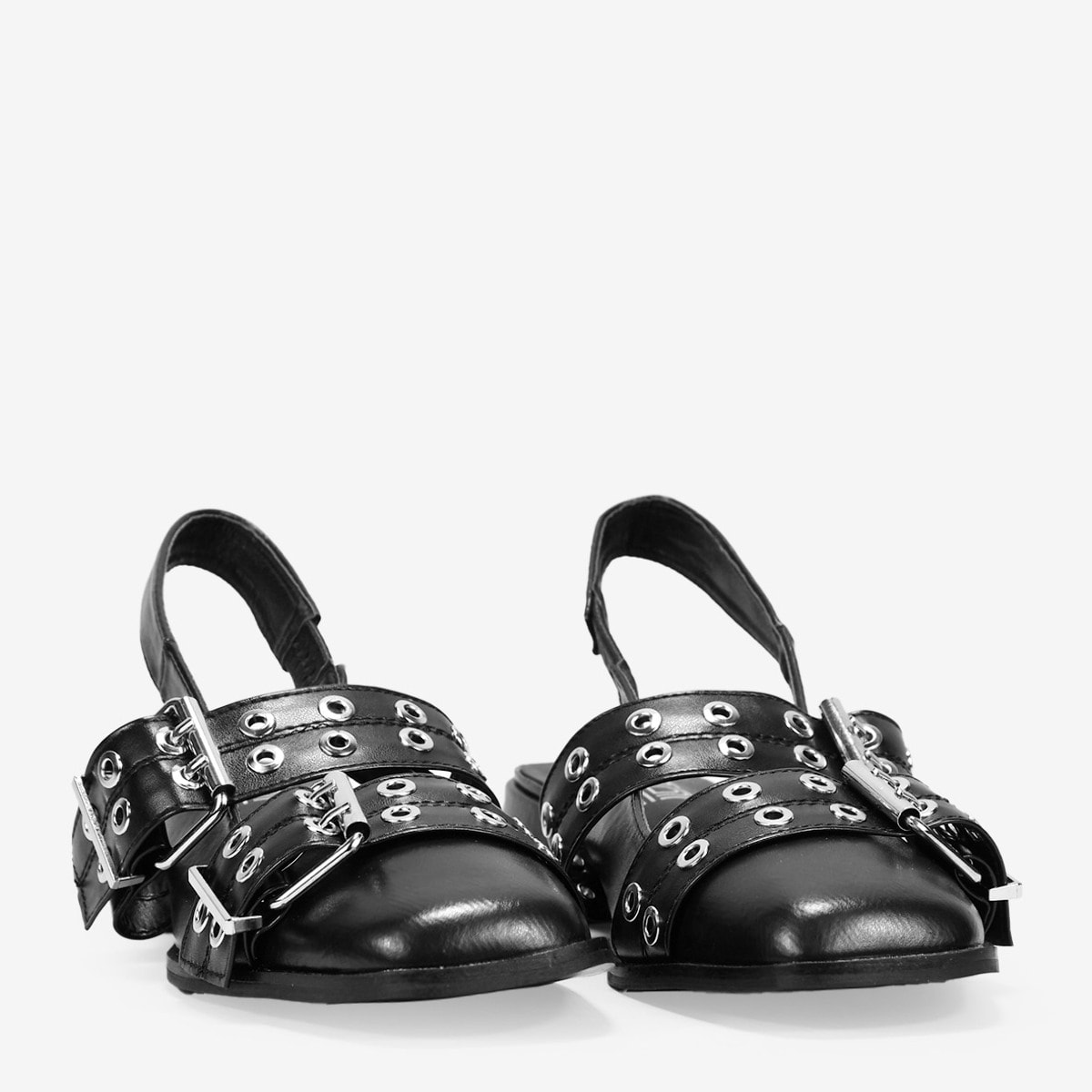 Zapatos Mary Jane destalonados negros con tacón y hebillas