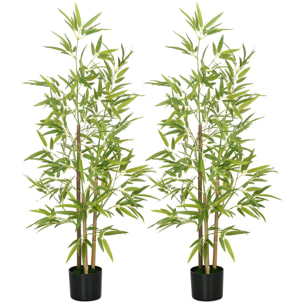 2 Plantas Artificiales con Maceta Plantas Sintéticas de Bambú con 498 Hojas para Decoración en Salón Oficina Casa Ø15x120 cm Verde