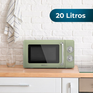 Microondas Mecánico de 20 L Proclean 3010 Retro Green. 700 W en 6 Niveles, Tempo