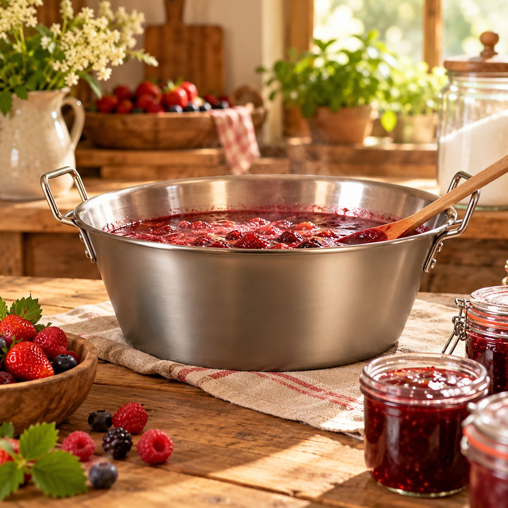 Bassine à confiture avec poignées 41cm en acier inoxydable