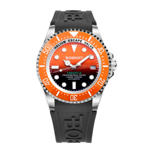 Bobroff - Reloj de hombre automatico diver profesional de buceo, 1000 m, Naranja, 44MM, valvula de helio BF0004bn-BFSTN