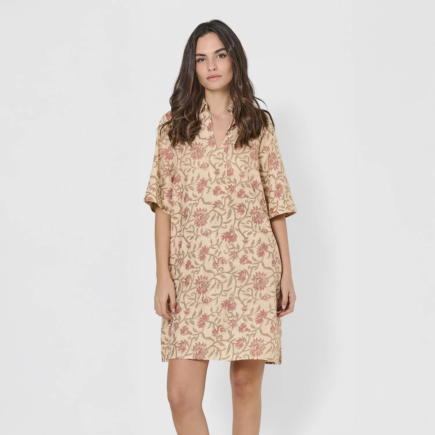Vestido corto camisero hilo Teresa rosette/cuerda