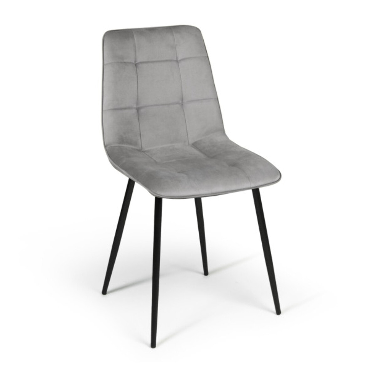 Chaises Linda en velours et pieds métal noirs - Gris Clair
