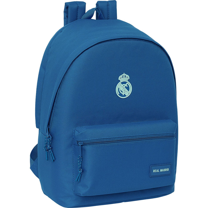 Mochila doble para portatil 15,6"+usb real madrid chica azul