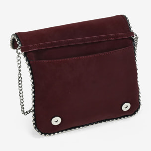 Bolso de hombro burdeos con cadena