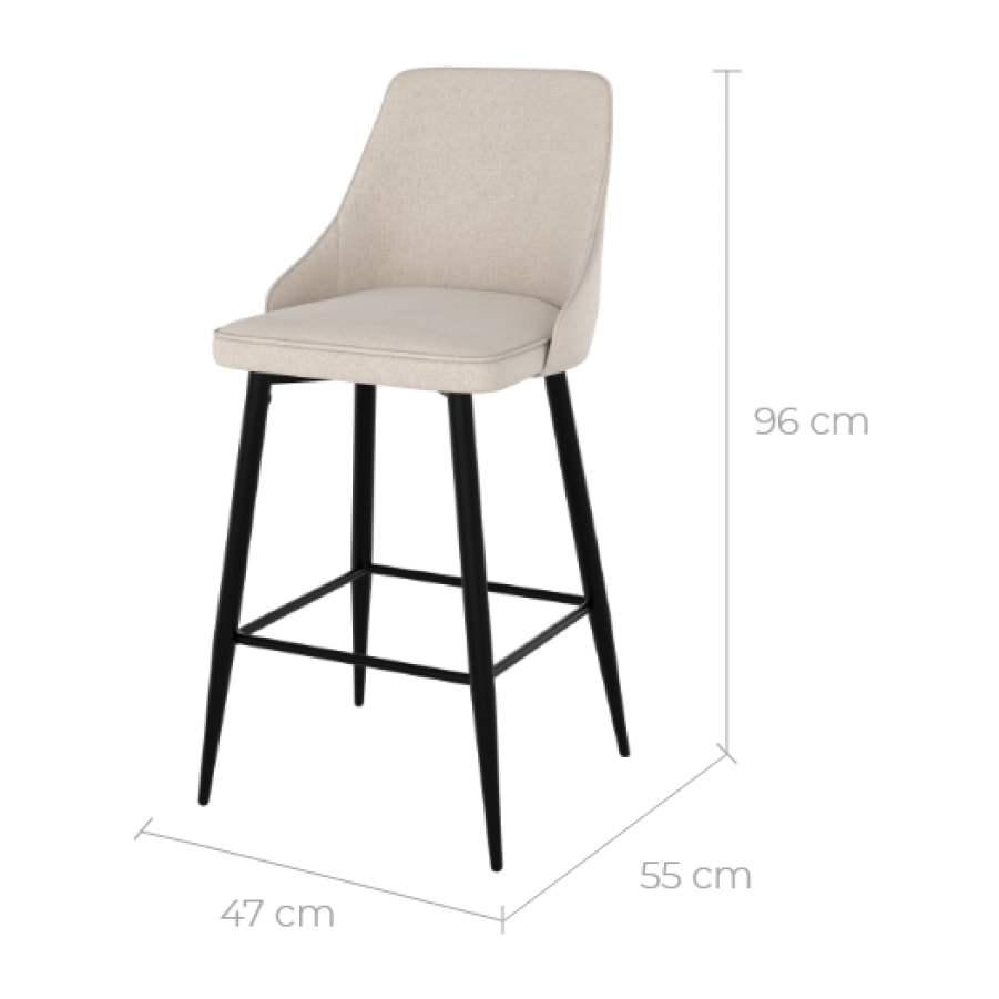 Lot de 2 chaises pour îlot central 66,5 cm en tissu beige - Pipo