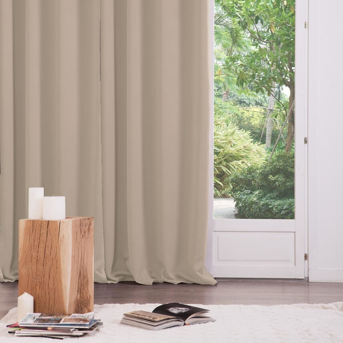 Lot de 2 rideaux occultants beige - 135x240 cm