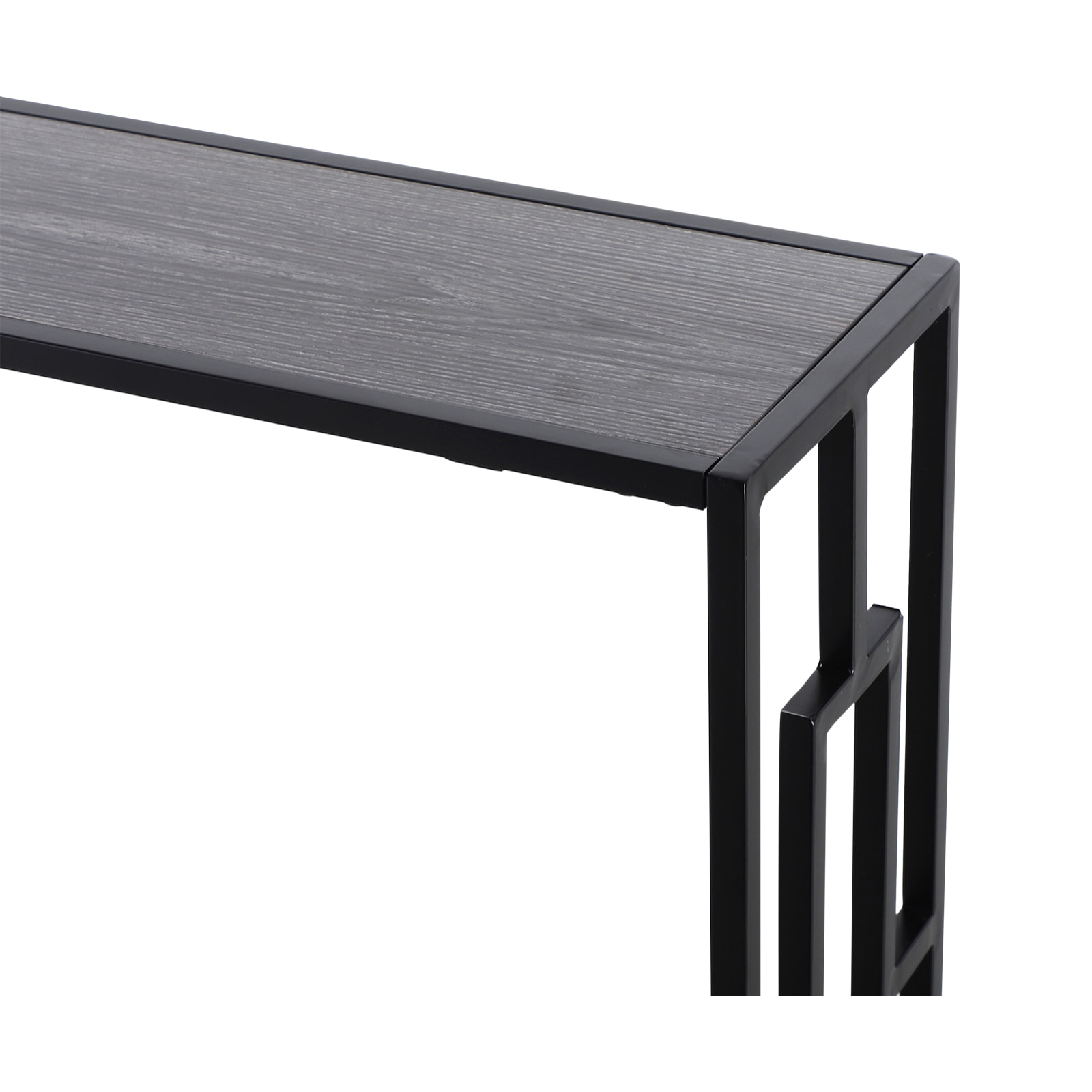 Console table d'appoint design industriel dim. 106L x 23l x 76H cm étagère acier noir panneaux particules bois gris
