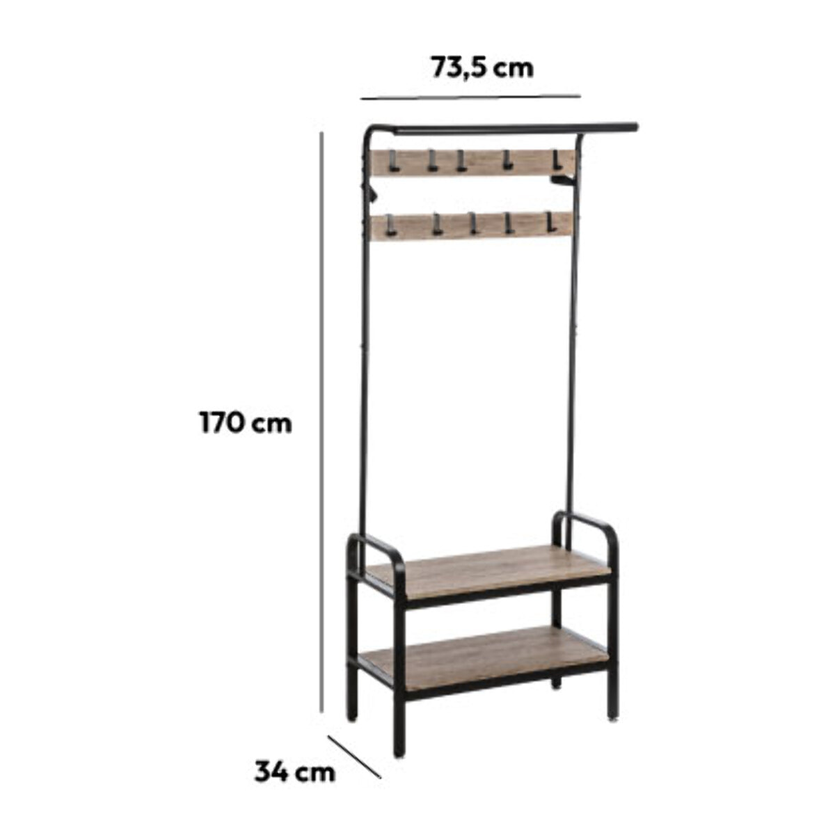 Penderie vestiaire 2 étagères - Bois noir Jano