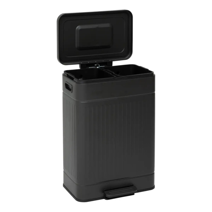 Poubelle Nova avec Pedale 2x30L Noir 45,5x36,5x67 cm