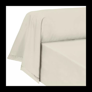 Taie de traversin percale de coton uni ecru La percale francaise blanc casse
