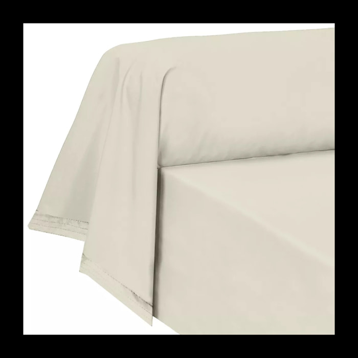 Taie de traversin percale de coton uni ecru La percale francaise blanc casse
