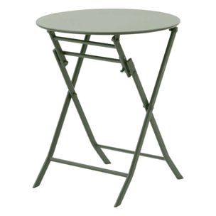 Table de jardin pliante ronde Greensboro vert laurier 2 places en acier