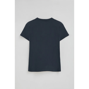 Camiseta azul marino de manga corta con bordado Rigby Go