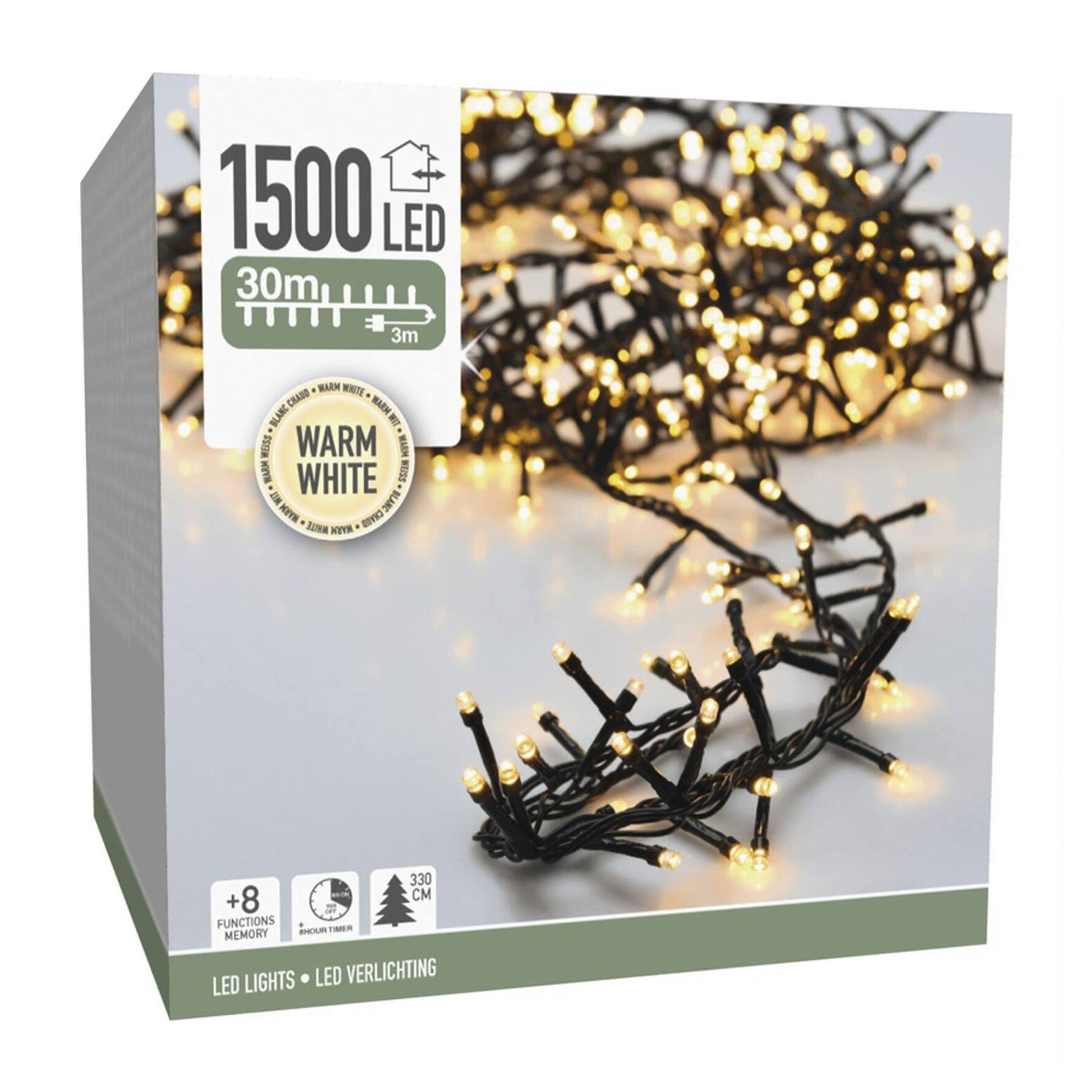 Guirnalda Iluminación navideña con 1500 LED Blanco Cálido - 30 metros