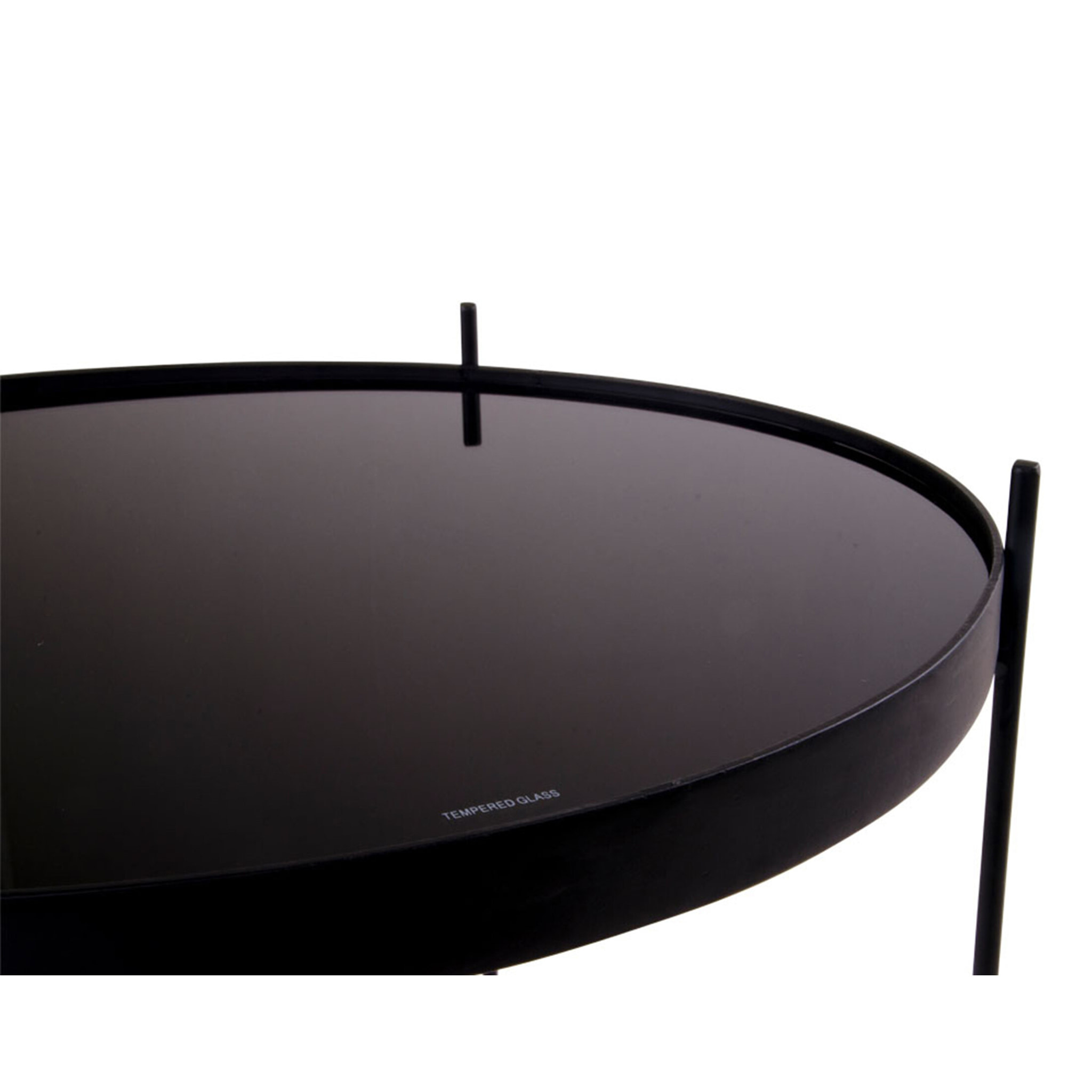 Glina - table basse - métal et verre - 70 cm - Noir