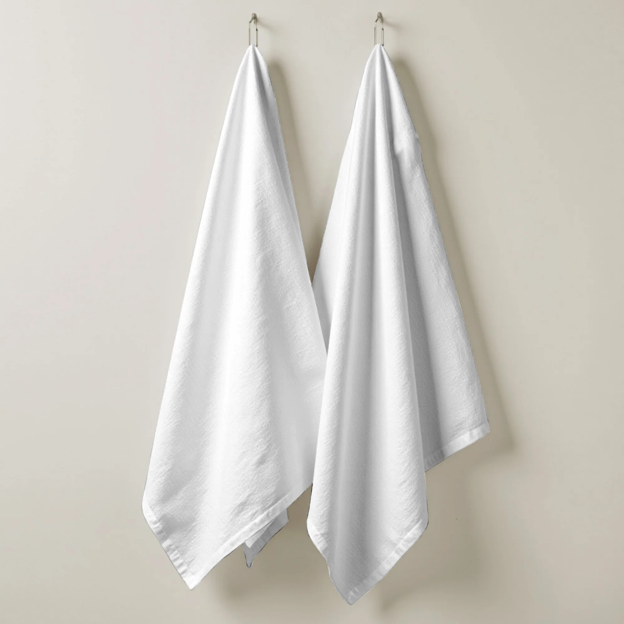 Lot de 2 torchons de cuisine 100% coton Blanc chimique