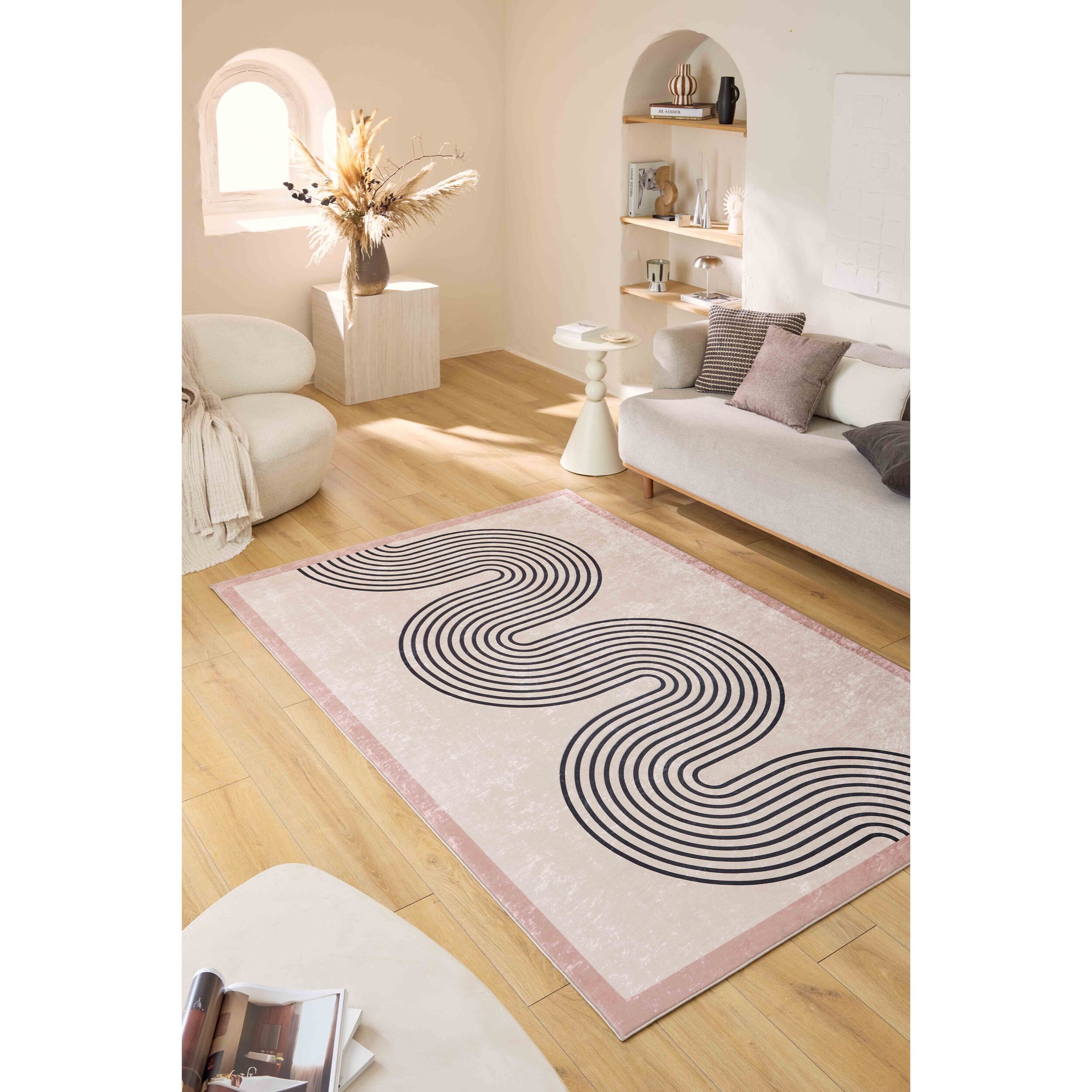 GREGE - Tapis lavable motif vague - Beige