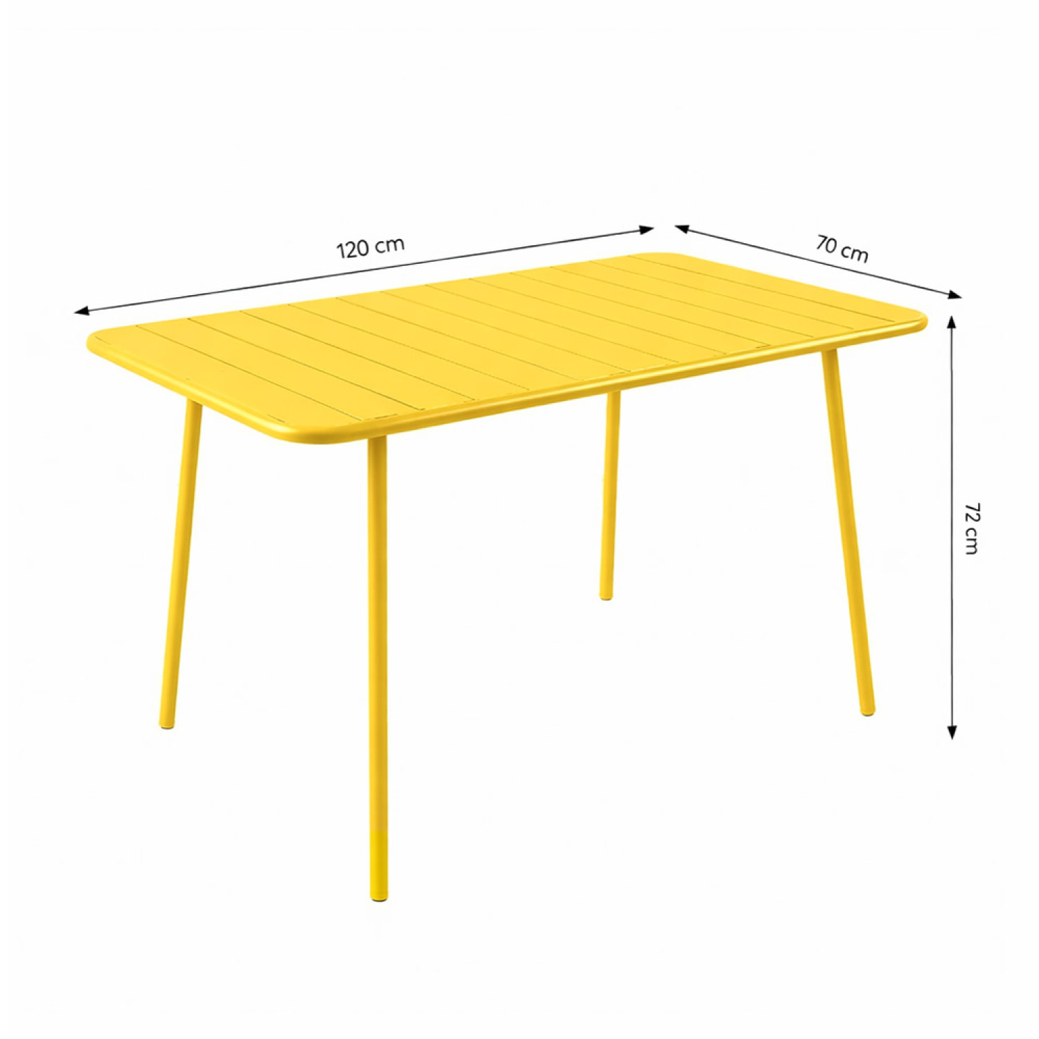 Ensemble table de jardin 120 cm et 4 chaises jaune EVORA