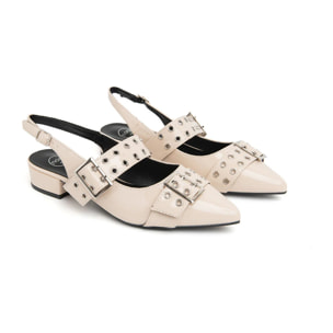 Slingback con doppia fibbia - BEIGE