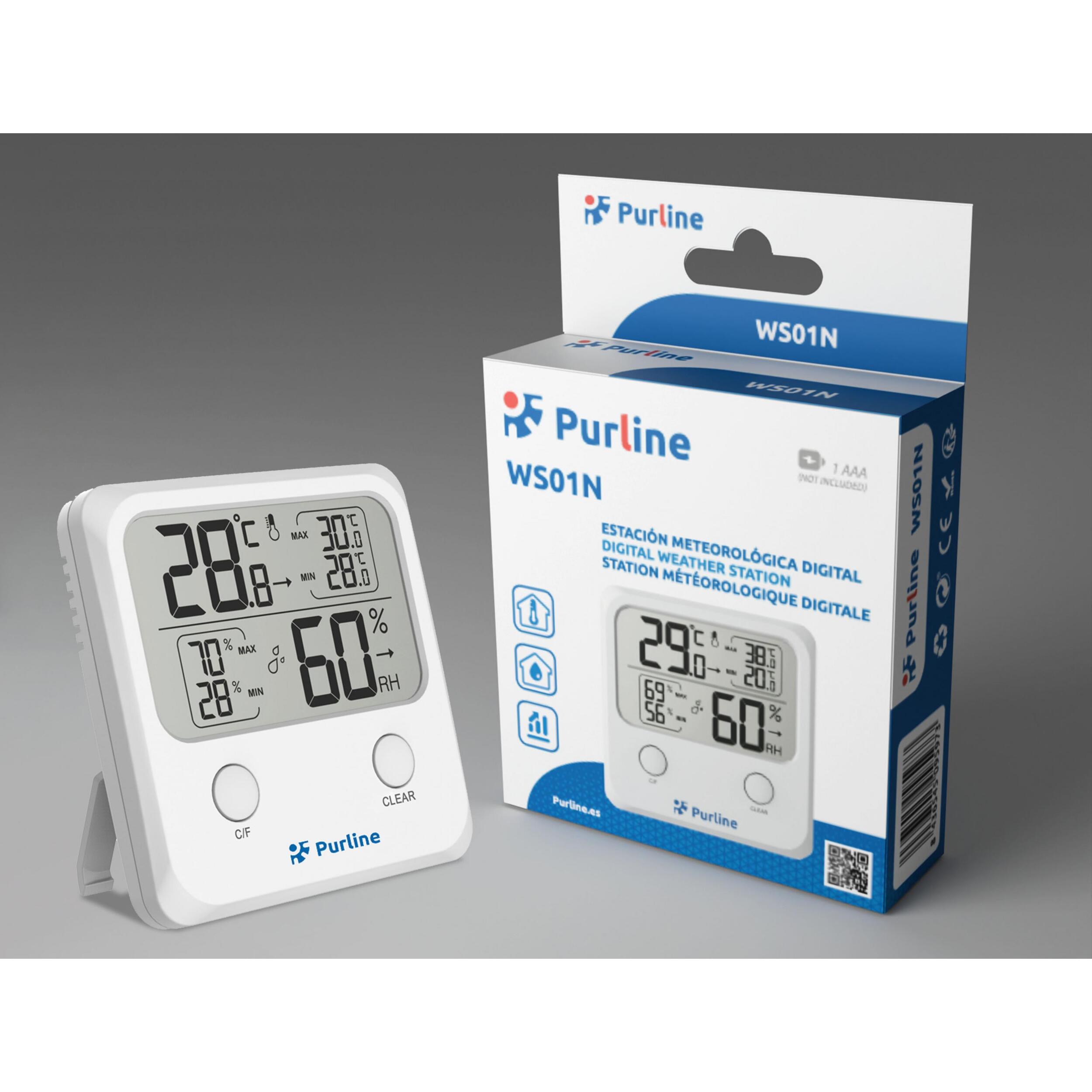 Estación meteorológica inalámbrica con indicador de temperatura y humedad WS01N PURLINE