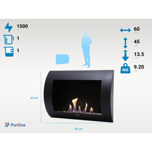 Chimenea de Etanol mural con panel frontal curvado INOX-CLASIC B PURLINE 1500 W