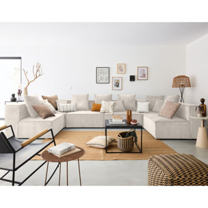 Colombine - canapé modulable panoramique - 7 places - en velours côtelé - Beige