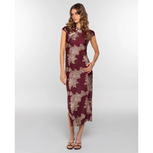 Vestido largo con escote de alamares