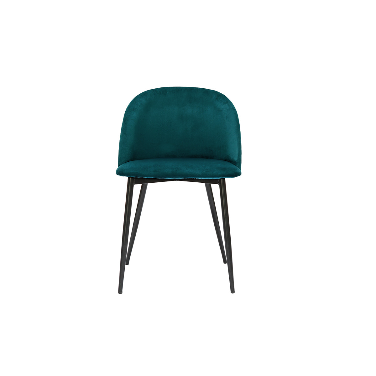 Chaises design en tissu velours bleu pétrole et métal noir (lot de 2) CELESTE