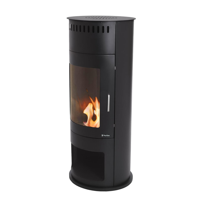 Estufa de etanol en acero negro con puerta de cristal templado BESTFIRE B FLAME PURLINE