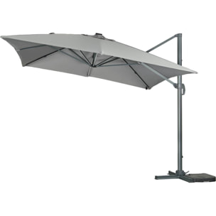 Parasol jardin déporté LED Alu "Sun 3 Luxe" - Carré - 3 x 3 m - Coloris gris - Dalles lestées incluses