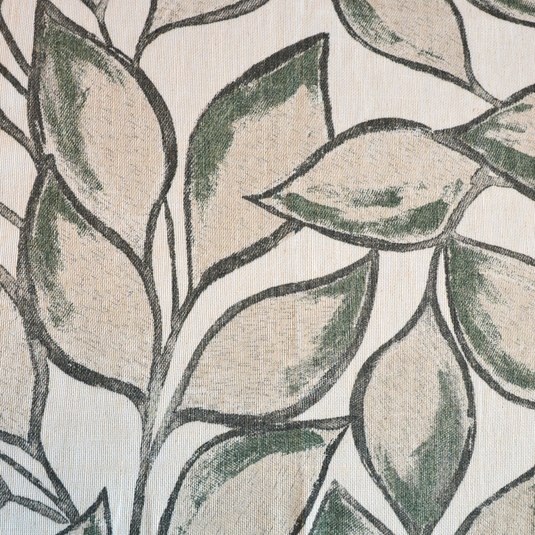 Rideau poly-lin imprimé feuilles aquarelle - Vert