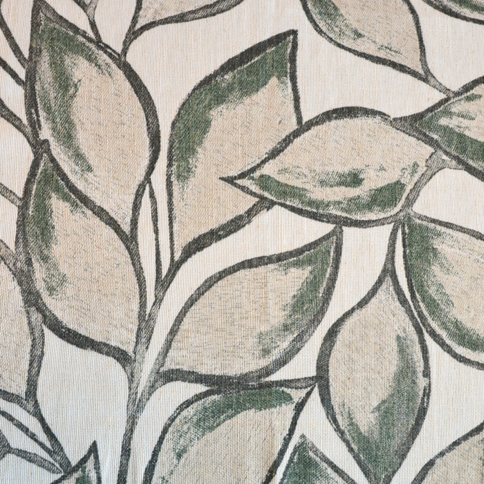 Rideau poly-lin imprimé feuilles aquarelle - Vert