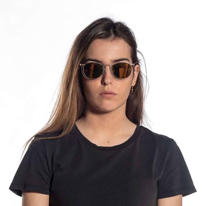 Gafas de sol OCEAN BERLIN - Blanco transparente / De espejo dorado y patillas de metal dorado mate