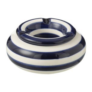 J-Line cendrier Granada Stripes - céramique - blanc/bleu - small