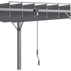Cenador de Jardín 3x3 m Pérgola de Aluminio Gazebo con Diseño de Lamas Superior Giratorio hasta 135° y Protección UV 50+ Pabellón para Patio Terraza Balcón Gris