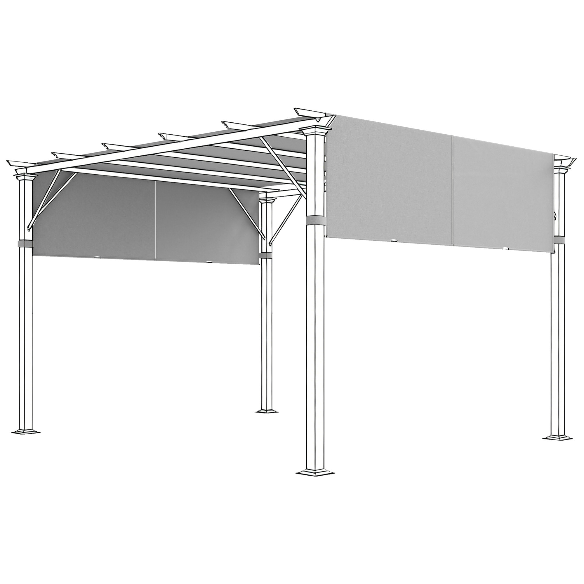 Lot de 2 toiles de rechange pergola rétractable 3 x 3 m polyester anti-UV30+ gris clair