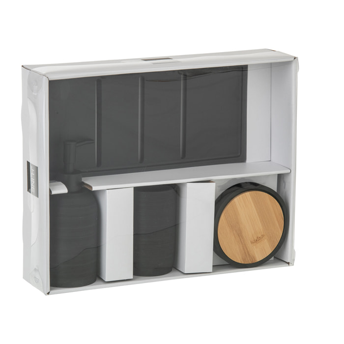 J-Line distributeur de savon On Tray - polyrésine - noir/naturel