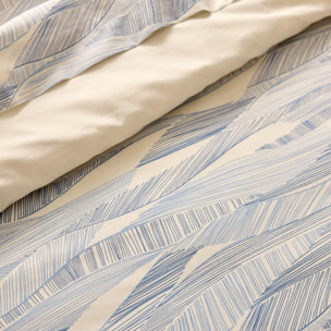Drap plat coton 57 fils motif ondulé - Bleu