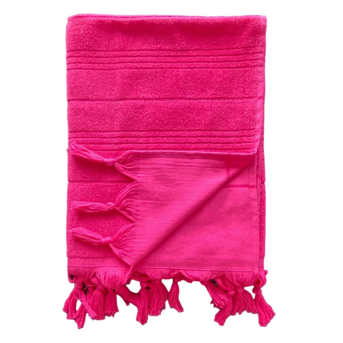 Fouta doublée éponge XL - Hammam Fuchsia - 330g/m²